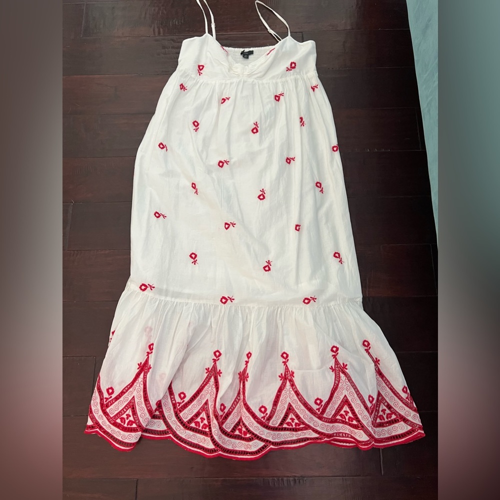 J.Crew White/Red Maxi Dress - Size M